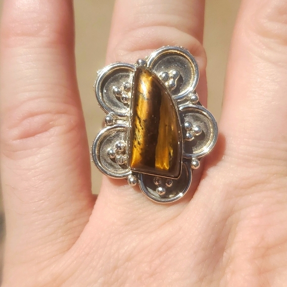 ***$15 Sale*** New Tiger Eye 925 Silver Ring. - Picture 1 of 12